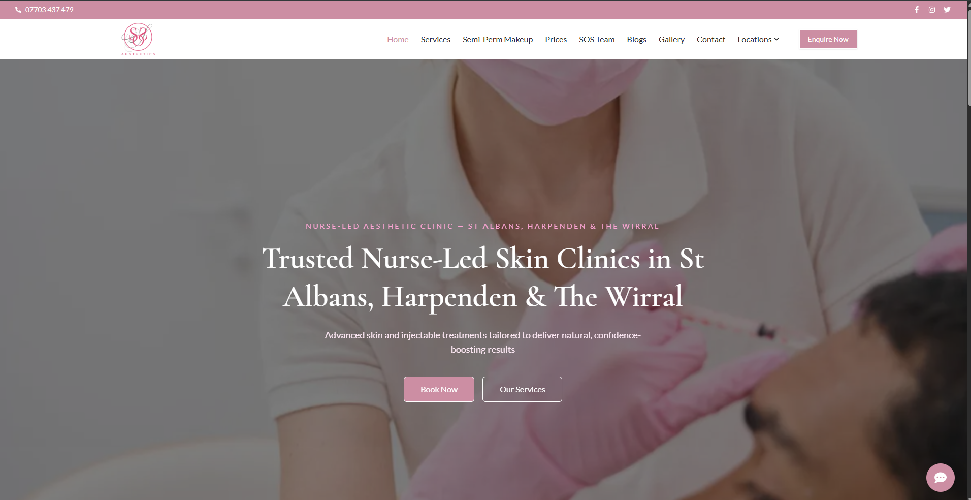 SOS Aesthetics website